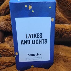 Homesick Blue Latkes and Lights Candle